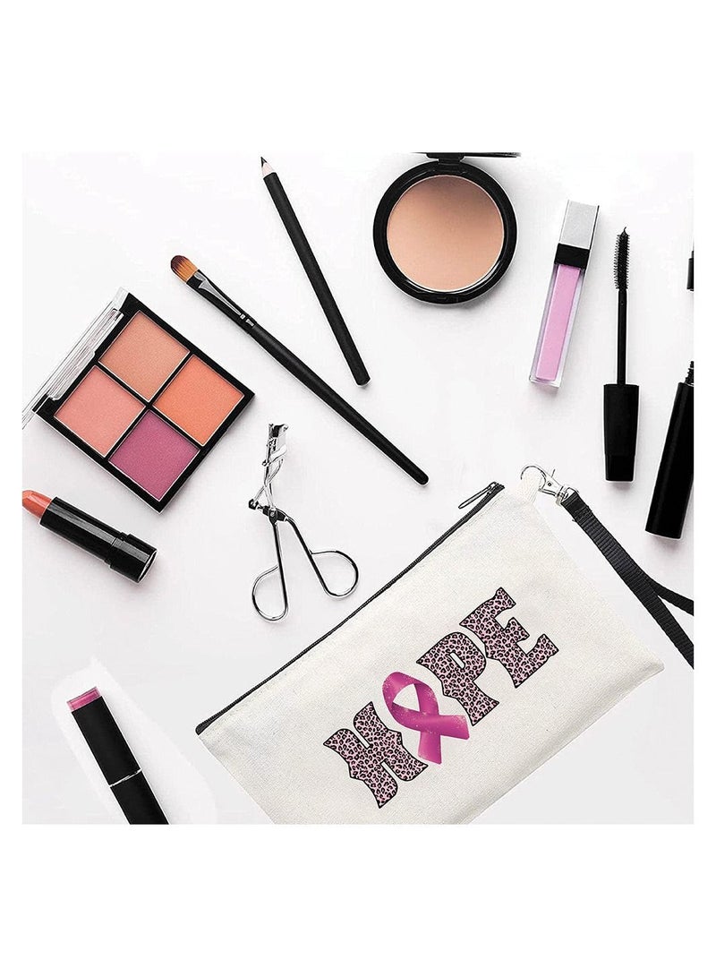 PRINTSHOP4ME BreastCancer Awareness Makeup Bag For Women Cancer Support Gift BreastCancer Survivor Gift Pink Ribbon Cosmetic Zipper Pouch (Design 1) - Image 2