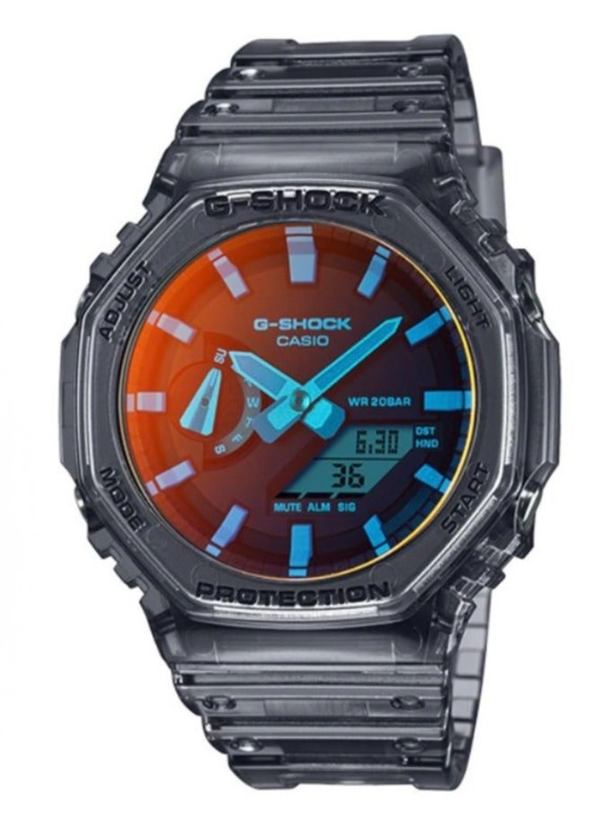 CASIO 2100 series 200m waterproof depth Shi Ying movement resin strap Japanese and Korean men's watch blue dial - Image 1