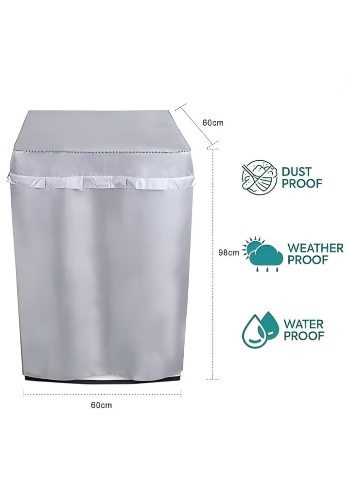 DUNISO Top Load Washing Machine Cover, Double-Side Silver Coated Fabric Waterproof Sunscreen Dust-Proof Cover ,Silver Coating Oxford Cloth Wave Wheel Washing Machine Cover，Washing Machine Washer Dryer Cover Waterproof Sun-resistant Dust Cover - Image 4