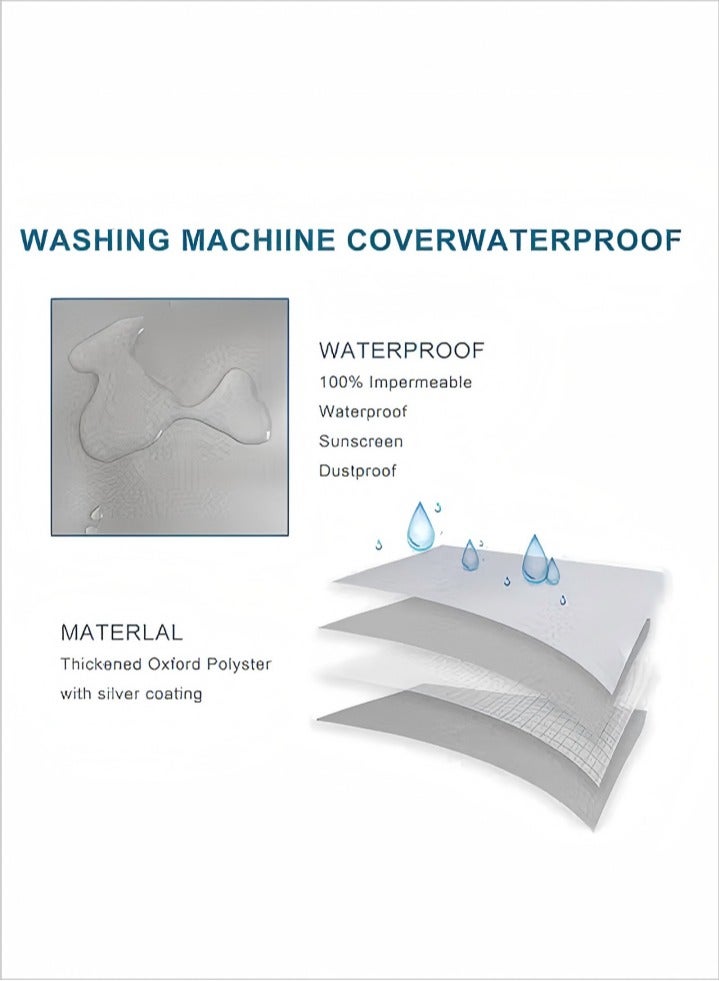 DUNISO Top Load Washing Machine Cover, Double-Side Silver Coated Fabric Waterproof Sunscreen Dust-Proof Cover ,Silver Coating Oxford Cloth Wave Wheel Washing Machine Cover，Washing Machine Washer Dryer Cover Waterproof Sun-resistant Dust Cover - Image 5