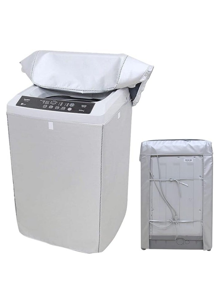 DUNISO Washing machine cover, silver plated Oxford fabric waterproof, dustproof, and sunscreen cover, suitable for fully automatic drum and pulsator washing machine dryer cover, silver (XL)  - Image 1