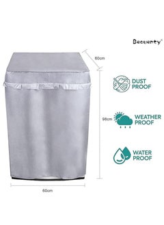 DUNISO Washing machine cover, silver plated Oxford fabric waterproof, dustproof, and sunscreen cover, suitable for fully automatic drum and pulsator washing machine dryer cover, silver (XL)  - Image 2