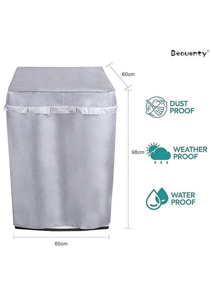 DUNISO Washing machine cover, silver plated Oxford fabric waterproof, dustproof, and sunscreen cover, suitable for fully automatic drum and pulsator washing machine dryer cover, silver (XL)  - Image 2