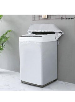 DUNISO Washing machine cover, silver plated Oxford fabric waterproof, dustproof, and sunscreen cover, suitable for fully automatic drum and pulsator washing machine dryer cover, silver (XL)  - Image 5