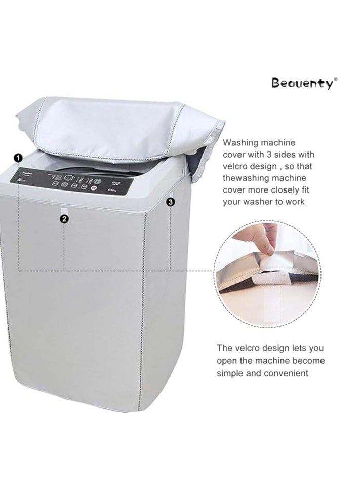 DUNISO - Washing machine cover, silver plated Oxford fabric waterproof, dustproof, and sunscreen cover, suitable for fully automatic drum and pulsator washing machine dryer cover, silver (XL) - Image 1
