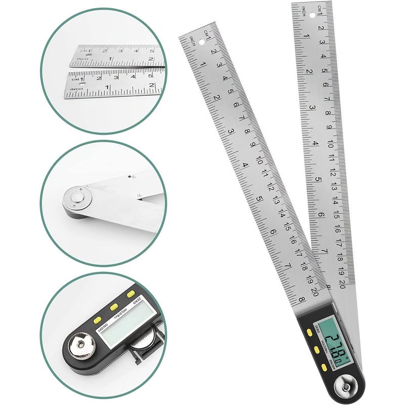 8 Inch Digital Angle Finder Ruler Woodworking Protractor Tool with Large LCD Display - Image 5
