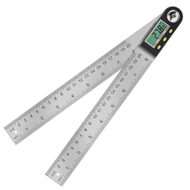 8 Inch Digital Angle Finder Ruler Woodworking Protractor Tool with Large LCD Display - Image 1