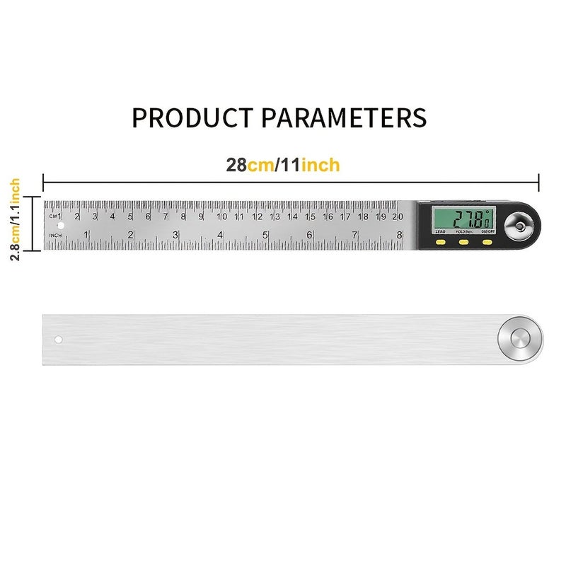 8 Inch Digital Angle Finder Ruler Woodworking Protractor Tool with Large LCD Display - Image 2