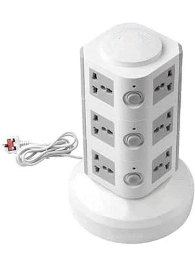 Generic - 3 Layer 220V Universal Vertical Multi Socket Tower Extension Outlet with USB Ports 3M Cord and UK-Plug Power Strip - Image 1