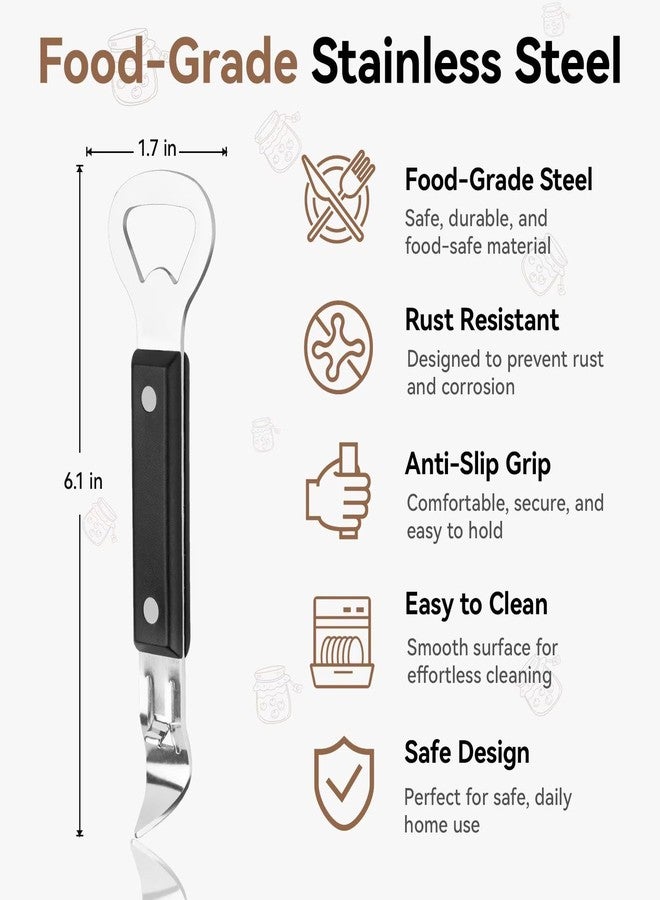 Anyongora فتاحة علب أنيونغورا بمقبض مانع للانزلاق، فتاحة علب وزجاجات بيرة من الفولاذ المقاوم للصدأ، مقاومة للصدأ وصغيرة الحجم، للمطبخ والبار والتخييم - Image 3