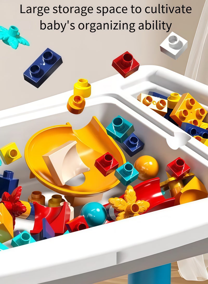 XiuWoo Children's building table,108 Pcs Multi-Functional Kids Activity Table & Chair Set, Building Block Play Surface,Sand/Water Station & Study Desk with Chairs - Multi-Functional Educational Toy,includes 1 chair and 108 compatible large building blocks,for Boys & Girls Ages 3 Years+ - Image 5