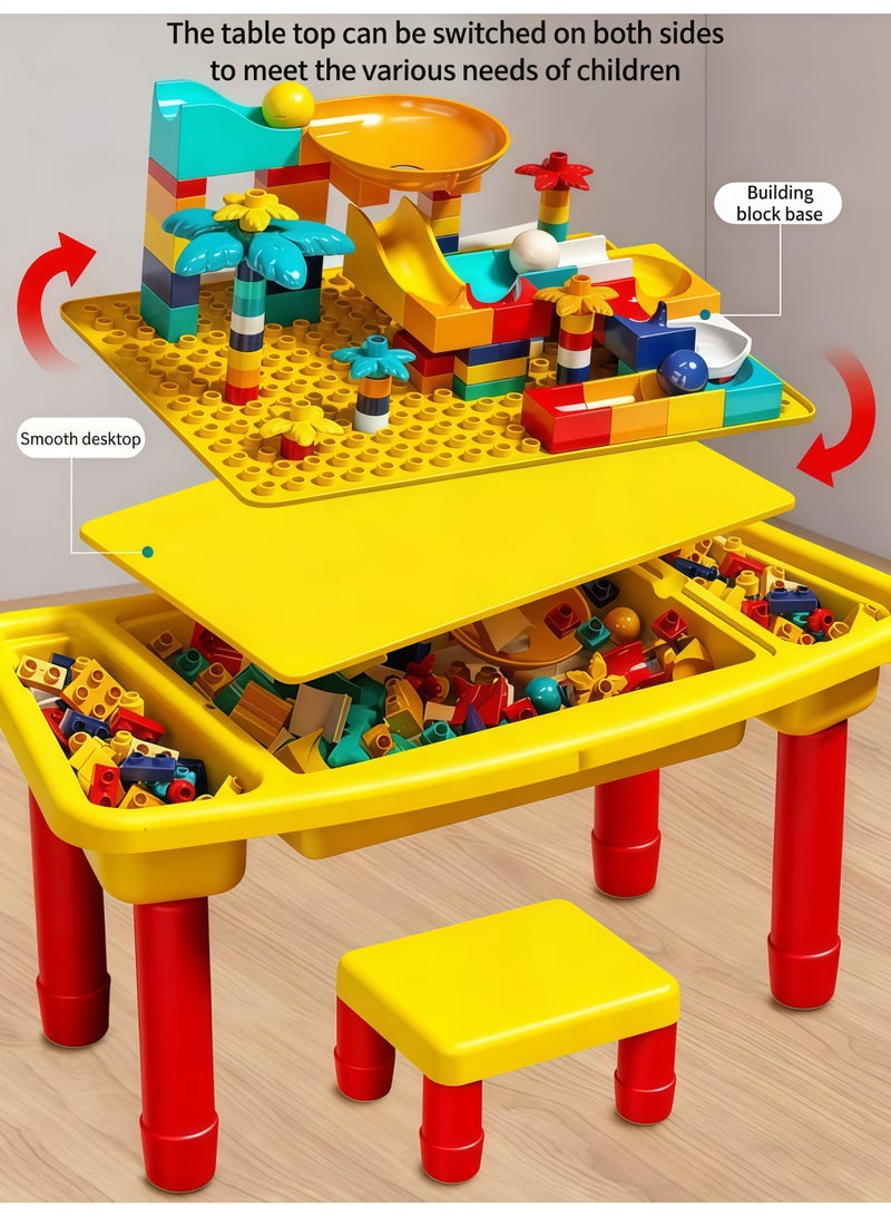 XiuWoo Children's building table,108 Pcs Multi-Functional Kids Activity Table & Chair Set, Building Block Play Surface,Sand/Water Station & Study Desk with Chairs - Multi-Functional Educational Toy,includes 1 chair and 108 compatible large building blocks,for Boys & Girls Ages 3 Years+ - Image 3