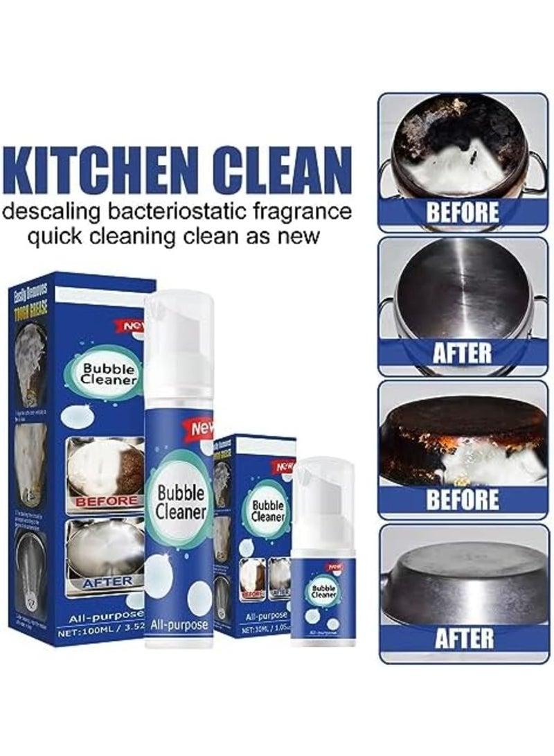 Luckam Bubble Cleaner, 3Pcs Foaming Heavy Oil Stain Cleaner, 100ml Bottled All Purpose Bubble Cleaner Kitchen Deep Cleaning Spray, Grime Remover Bubble Spray for Range Hood, Oven, Pots, Grill, Sink - Image 3