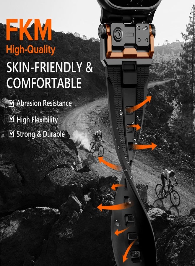 WINGLE Compatible for Apple Watch Bands Ultra 3/2/1 Band 49mm Series 11 10 46mm 45mm 44mm 42mm Men, FKM Rubber Rugged Military Mecha Silicone Sport Band for iWatch SE 3/2/1 Series 9/8/7/6/5/4/3/2/1 - Image 2