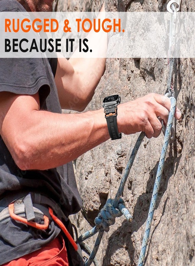 WINGLE Compatible for Apple Watch Bands Ultra 3/2/1 Band 49mm Series 11 10 46mm 45mm 44mm 42mm Men, FKM Rubber Rugged Military Mecha Silicone Sport Band for iWatch SE 3/2/1 Series 9/8/7/6/5/4/3/2/1 - Image 5