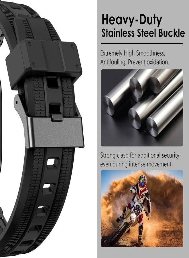 WINGLE Compatible for Apple Watch Bands Ultra 3/2/1 Band 49mm Series 11 10 46mm 45mm 44mm 42mm Men, FKM Rubber Rugged Military Mecha Silicone Sport Band for iWatch SE 3/2/1 Series 9/8/7/6/5/4/3/2/1 - Image 4