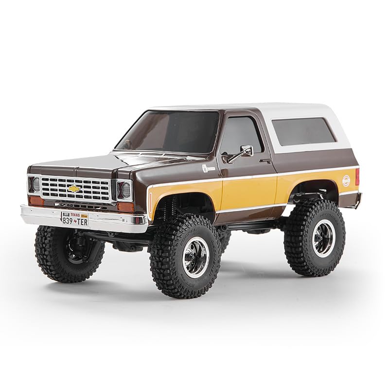 SVERTIBO FMS 124 RC Crawler FCX24 Chevy K5 Blazer Officially Licensed Mini RTR RC Pick Up Truck SUV 2 in 1 4WD 24GHz 3CH OffRoad RC Model Car WLED Lights for Adults Toys Brown - Image 1