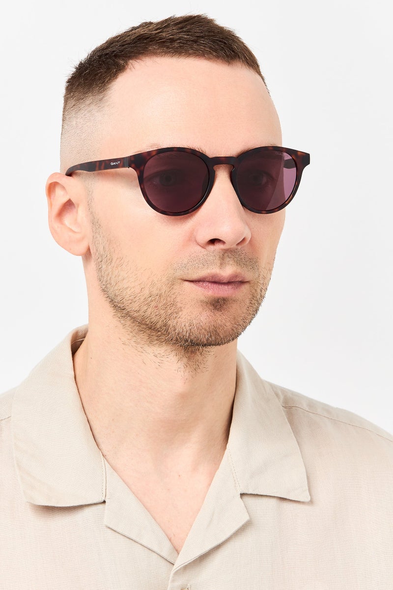 GANT Men GA00026 52E Round Sunglasses, Dark Havana - Image 2