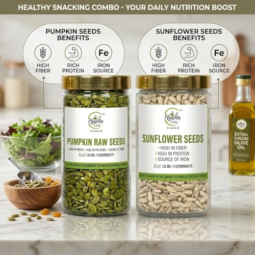 Heaven Gate Pumpkin Seed - 400g and Sunflower Edible Seeds - 400g Combo | Rich in Protein & Fiber | Raw Seeds for Eating | Healthy Snacks | Dried Surajmukhi & Kaddu Ke Beej - Image 3
