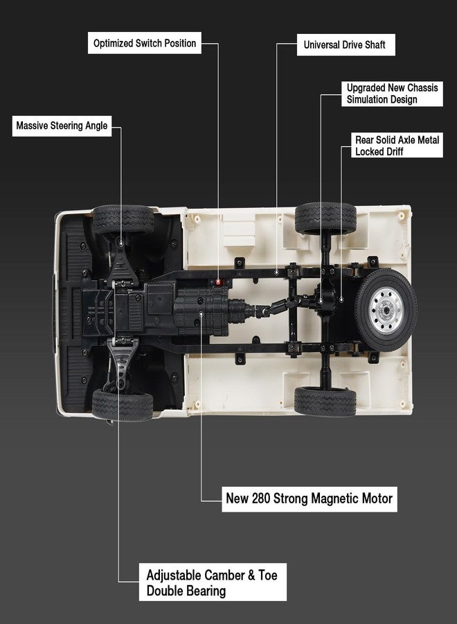 ARRIS سيارة WPL D14 RC للدريفت 1/10 4WD شاحنة طرق وعرة 2.4 جيجاهرتز تحكم عن بعد 4x4 شاحنة ميني RC Kei مع محرك 280، دواسة وقود وتوجيه متناسب، مركبة من فئة الهوايات RTR للبالغين - Image 3