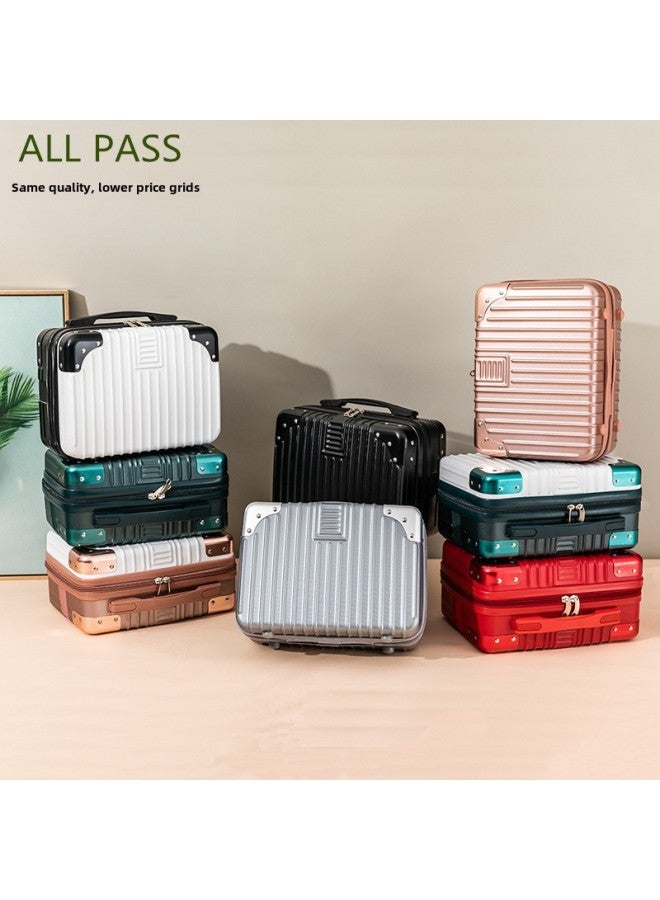 Korean Style Hand Luggage Case 14 Inch Corner Lightweight Mini Storage Case Cute Girl's Travel Cosmetic Case-Color:Rose Gold-Dimensions:14 Inch