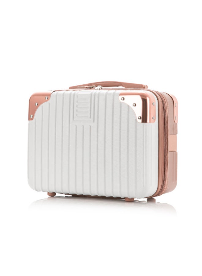 Korean Style Hand Luggage Case 14 Inch Corner Lightweight Mini Storage Case Cute Girl's Travel Cosmetic Case-Color:Rose Gold-Dimensions:14 Inch