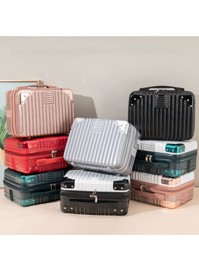 Korean Style Hand Luggage Case 14 Inch Corner Lightweight Mini Storage Case Cute Girl's Travel Cosmetic Case-Color:Rose Gold-Dimensions:14 Inch