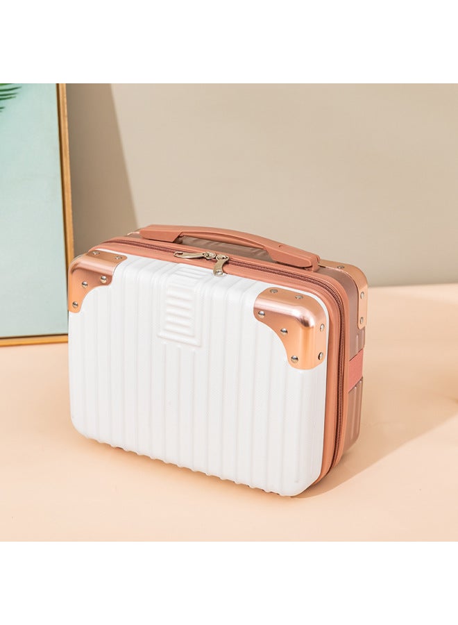 Korean Style Hand Luggage Case 14 Inch Corner Lightweight Mini Storage Case Cute Girl's Travel Cosmetic Case-Color:Rose Gold-Dimensions:14 Inch