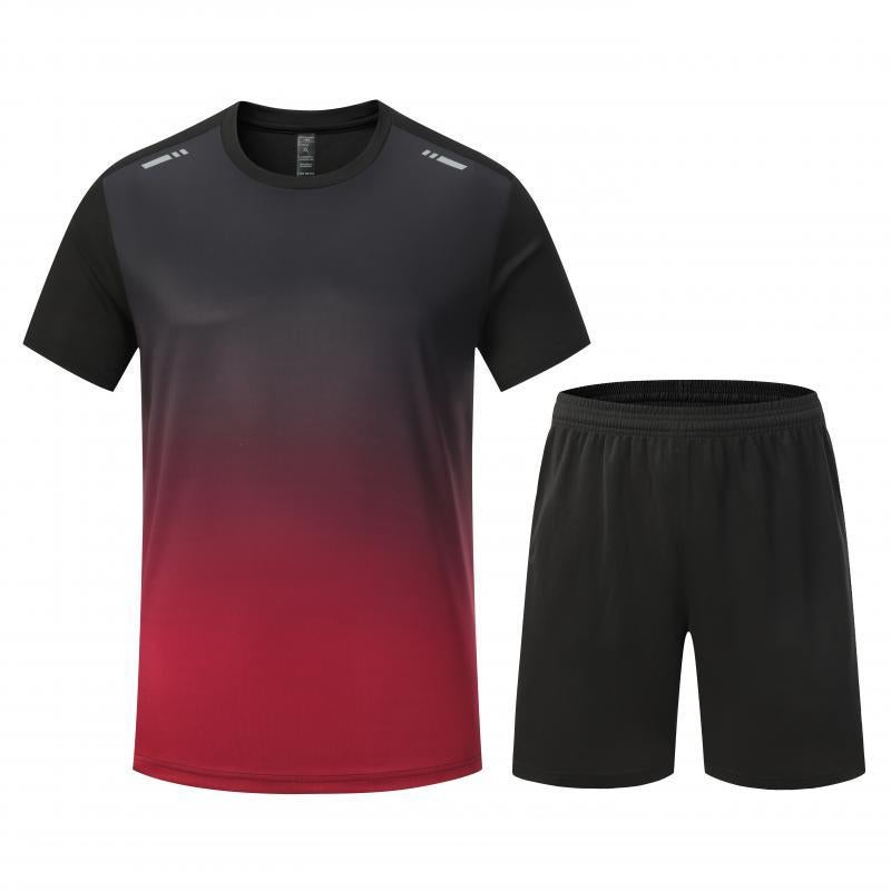 Generic Soccer Jersey Set Short Sleeve Youth AdultKJW-6801 black and red KJW-6801 black and red 