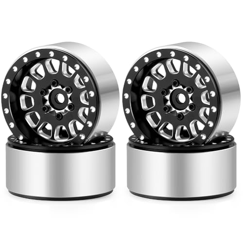 MORLORDY 13 Beadlock Wheels 4Pcs CNC Aluminium Beadlock Rims for SCX24 TRX4M 124 118 RC Crawler Car Upgrade Parts Black - Image 1