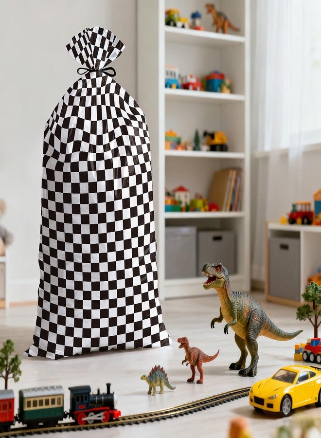 WRAPAHOLIC 56" Extra Large Checkered Racing Plastic Gift Bag - Classic Checkered Race Car Jumbo Bike Bag Gift Wrap for Boys Happy Birthday Party Decorations - 56" H x 36" W - Image 5
