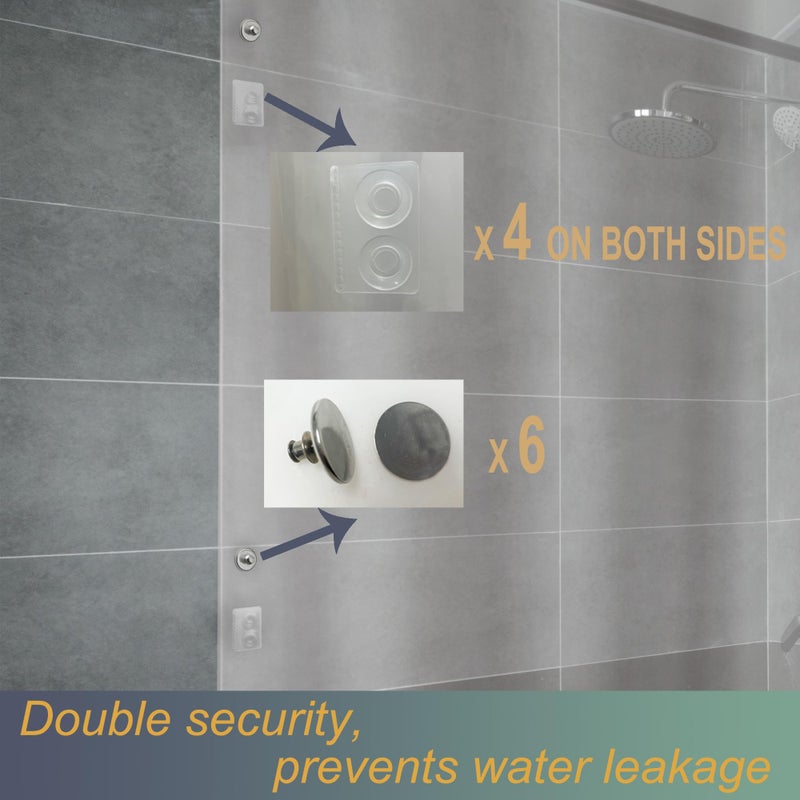 ABSENK Shower Curtain Liner with Side Suction Cups & Magnets Splash Guard Kit to Keep Closed to Wall, 8G Heavy Duty Clear Shower Curtain for Bathroom, 72x72 - Image 2