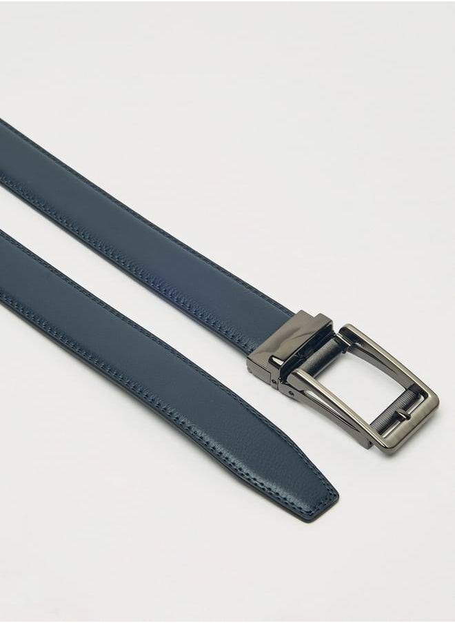 LBL by Shoexpress Men's Textured Reversible Belt with Pin Buckle Closure  - Image 4