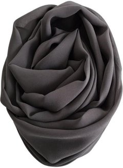 Long Chiffon Crepe Scarf - Dark Gray Color