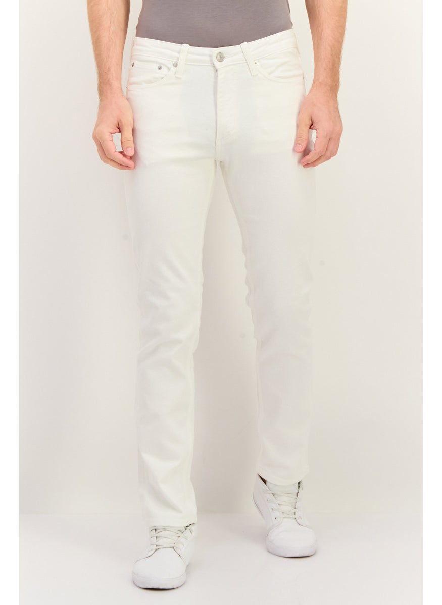 Jack Jones Men Regular Fit Plain  Stretchable Denim, White  - Image 1