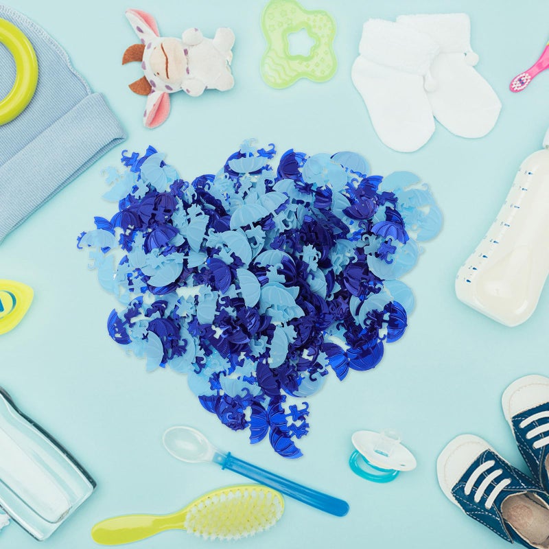 Blue Confetti Shower 3 Pack Umbrella Decor For Newborn Celebration Party Rain Decorations - Image 3