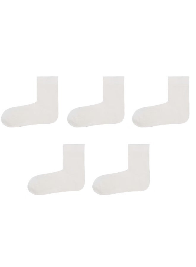 Heybetter Adult Deodorant Socks Low/mid-calf Antibacterial Odor-resistant Breathable 5 Pairs Milk One Size - Image 5