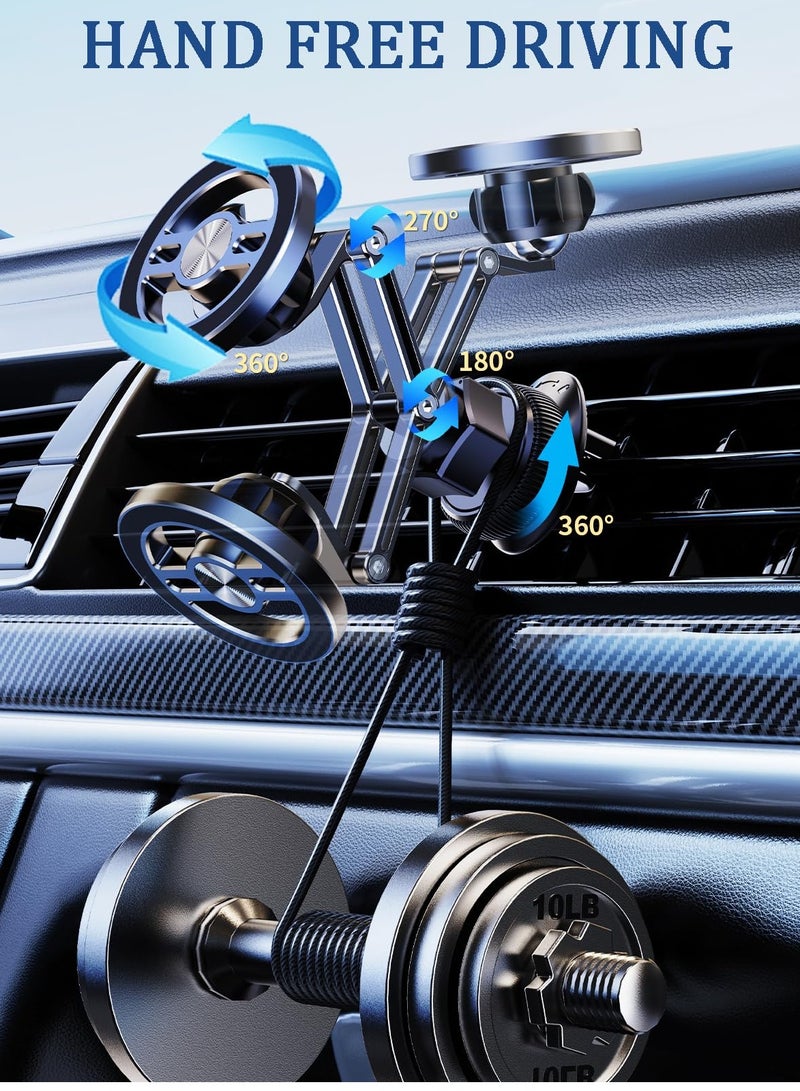 كابتن تيك Super Strong Magnetic Car Phone Mount , 360 Degree Rotation Air Vent Holder for Magsafe iPhone 15 14 13 12 Pro Max Mini and All Phones - Image 4