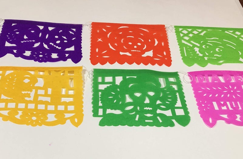 Fiesta Brands Colorful Dia de Muertos decoration Small Size 2 Pack Tissue Paper Mexican Papel Picado banner. - Image 4