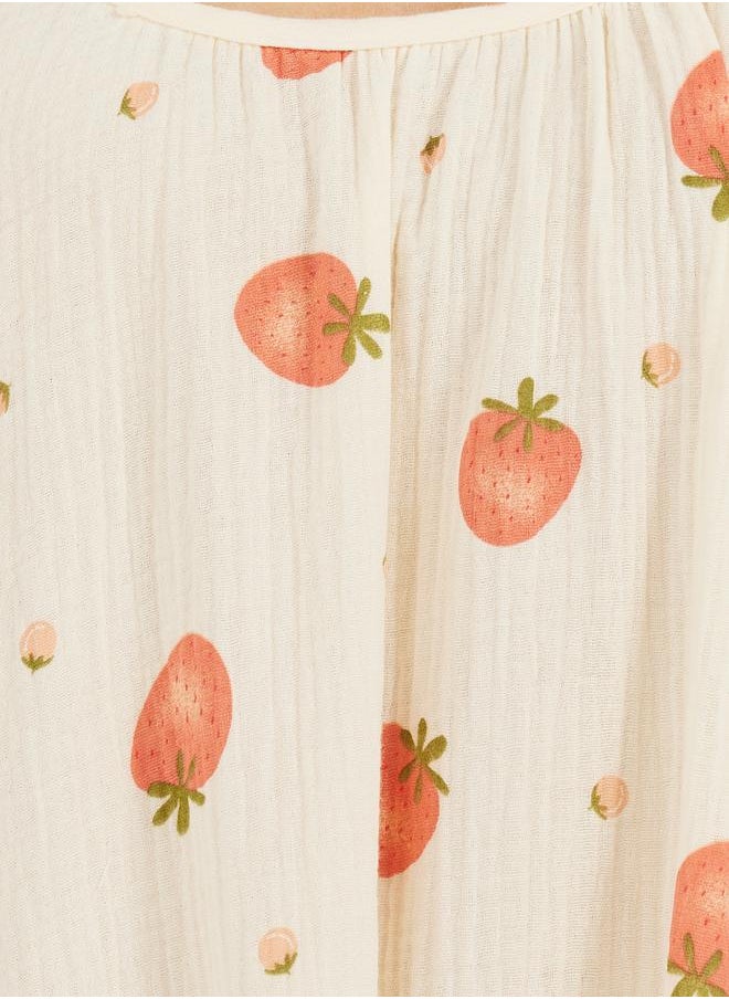 Styli Strawberry Print Ruffled Trim Cotton Slip Dress  - Image 3
