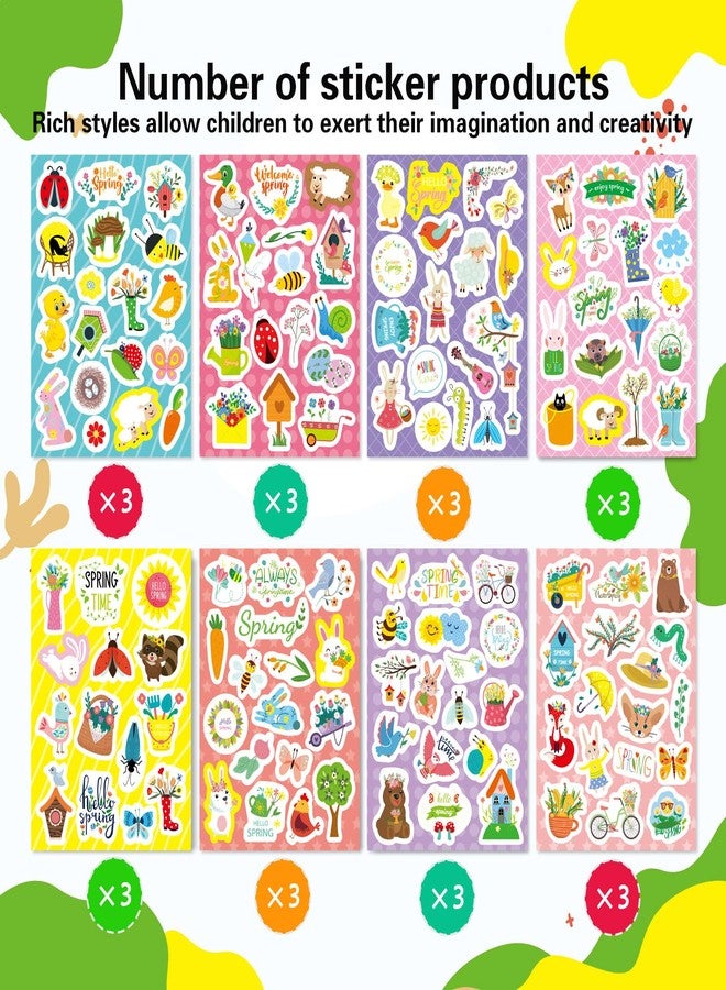 OTAITY 24 Sheets Spring Stickers for Kids, Spring Flowers Stickers Butterfly Bug Animal Nature Stickers for Water Bottles Envelopes Crafts, Spring Theme Stickers, School Classroom Rewards Spring Party Favors - Image 3