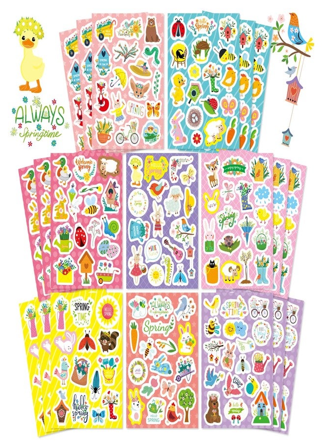 OTAITY 24 Sheets Spring Stickers for Kids, Spring Flowers Stickers Butterfly Bug Animal Nature Stickers for Water Bottles Envelopes Crafts, Spring Theme Stickers, School Classroom Rewards Spring Party Favors - Image 1