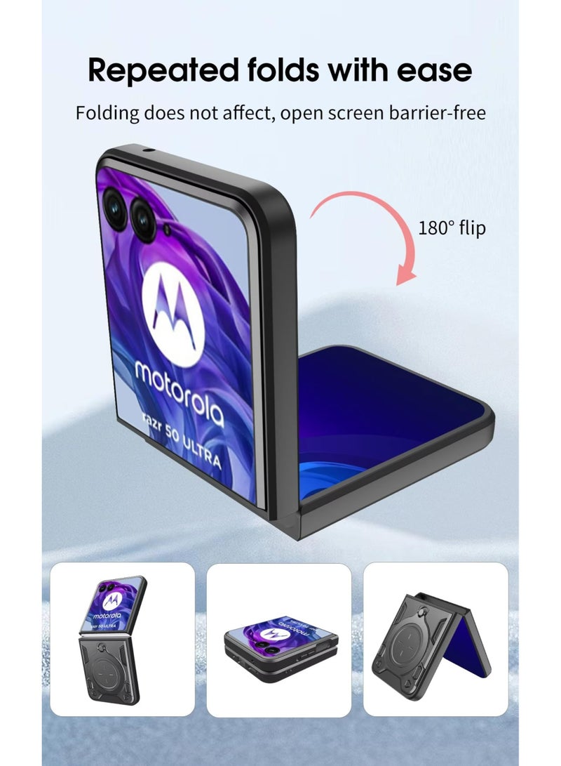 غطاء الحالة لموتورولا رازر 50 فوق 5G, غطاء عدسة الكاميرا الشريحة, 360 درجة دوار حلقة الركض, غطاء الهاتف المقاوم للصدمات، متوافق مع غطاء الهاتف المحمول المغناطيسي جبل السيارة - Image 4