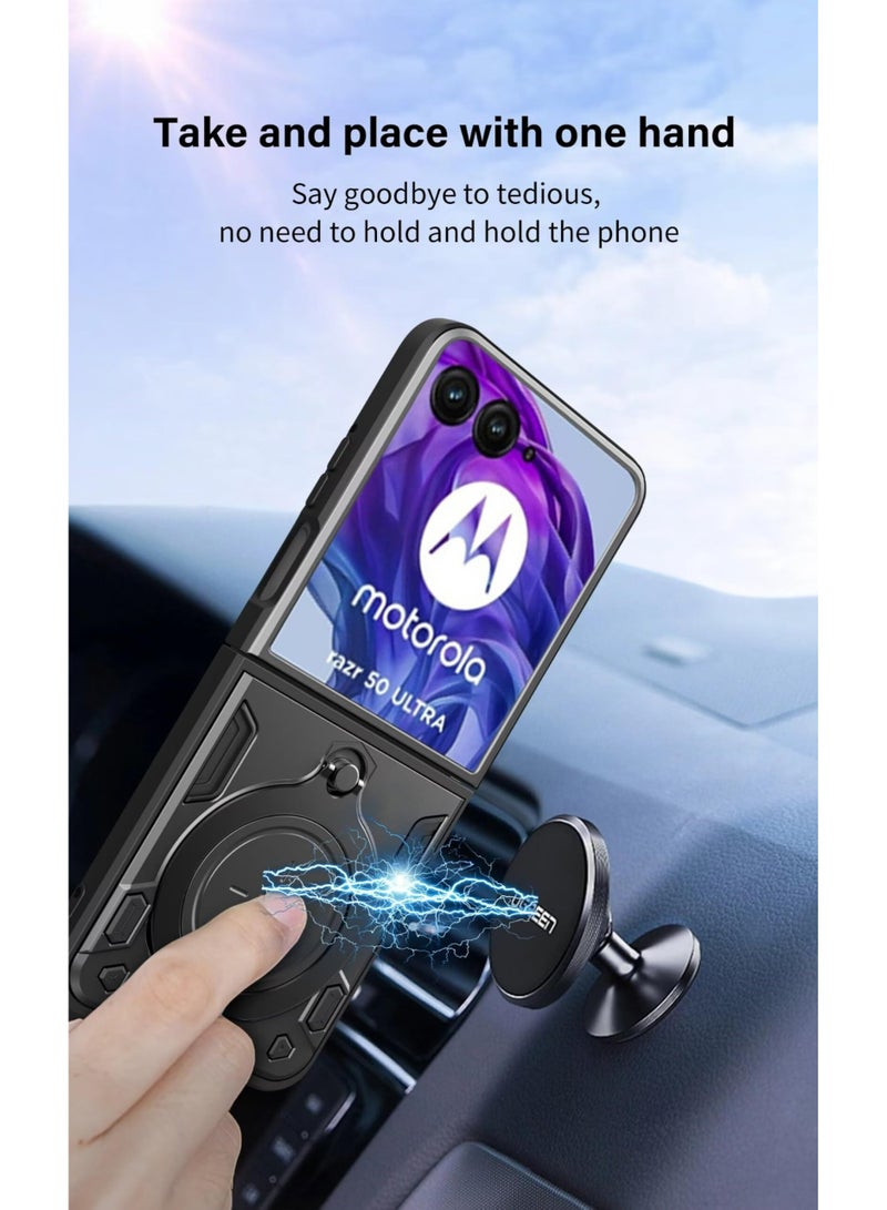غطاء الحالة لموتورولا رازر 50 فوق 5G, غطاء عدسة الكاميرا الشريحة, 360 درجة دوار حلقة الركض, غطاء الهاتف المقاوم للصدمات، متوافق مع غطاء الهاتف المحمول المغناطيسي جبل السيارة - Image 3