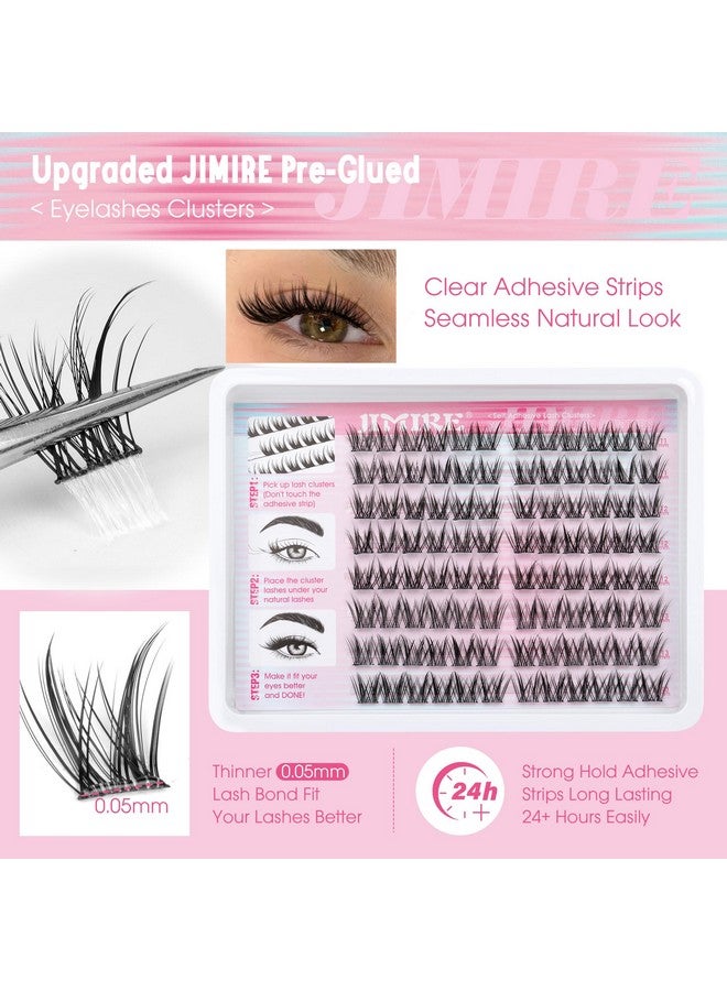 JIMIRE Manga Self Adhesive Eyelashes Natural Look 11-13MM Wispy Pre Glued Lashes Clusters Anime Press on Lash Clusters Reusable Self Adhesive Eyelash Clusters Quick to Wear - Image 3