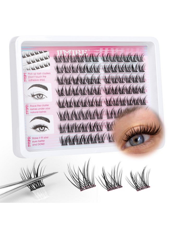 JIMIRE Manga Self Adhesive Eyelashes Natural Look 11-13MM Wispy Pre Glued Lashes Clusters Anime Press on Lash Clusters Reusable Self Adhesive Eyelash Clusters Quick to Wear - Image 1