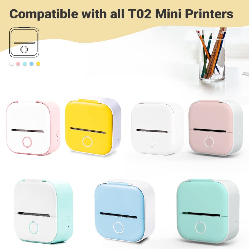 Ponek T02 Thermal Mini Sticker Printer Paper, White Self-Adhesive Paper, Black On White Paper for Journal, Photo, 50mm x 3.5m, 3 Rolls, Keep for 10 Years, Compatible with T02/M02X/M02L/Y02C/Q02 - Image 5