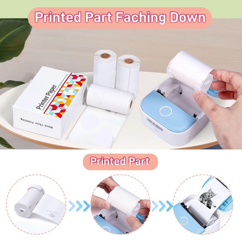 Ponek T02 Thermal Mini Sticker Printer Paper, White Self-Adhesive Paper, Black On White Paper for Journal, Photo, 50mm x 3.5m, 3 Rolls, Keep for 10 Years, Compatible with T02/M02X/M02L/Y02C/Q02 - Image 4