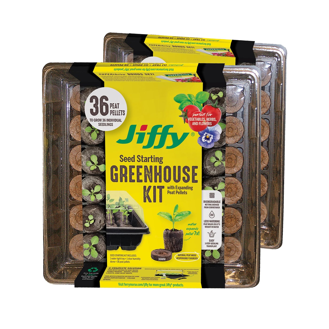 Jiffy 36 cell seed starting tray kit with dome and pellets