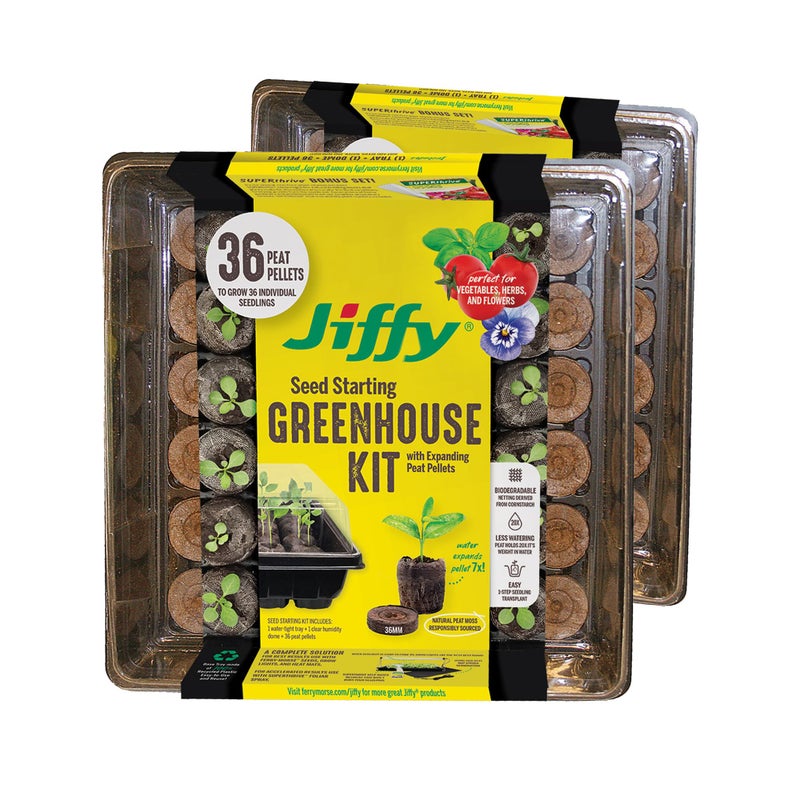 Jiffy طقم صينية بدء زراعة جيفي - صينية إنبات 36 خلية، محمولة - عبوة 2، 72 حبة - بلاستيك - Image 1
